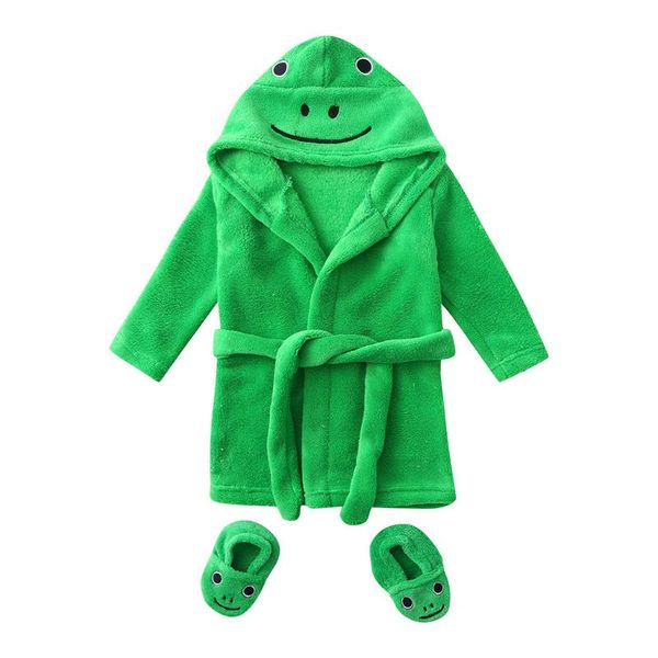

clothing sets 2021 summer casual kids comfort cotton constume infant boys girls cartoon flannel bathrobes hoodie sleepwear+footwear outfits, White