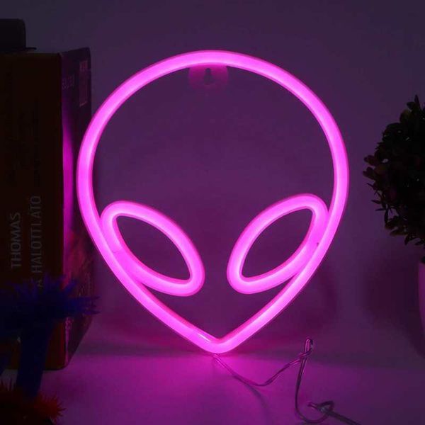 

night lights led neon light alien shape wall sign bedroom kids room birthday party decoration