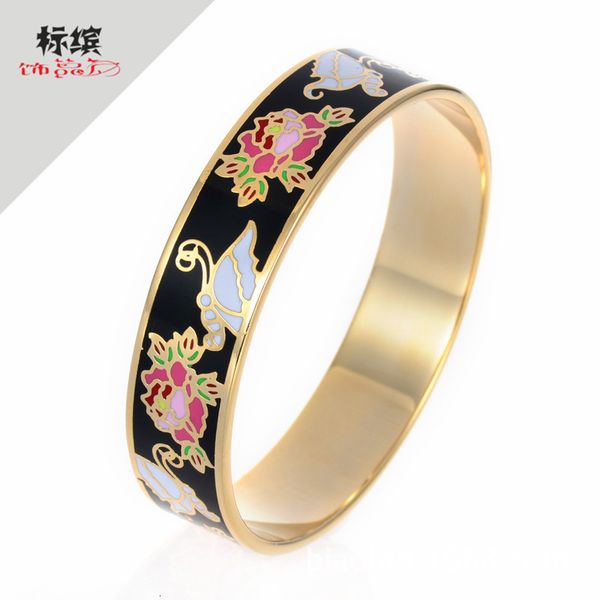 

bangles bracelets enamel bracelet stainless steel soft jewelry lovers polishing glue color gold plated, Black