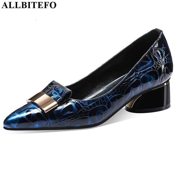 

dress shoes allbitefo natural genuine leather heel fashion office high elegant spring pointed toe women heels hzxg, Black