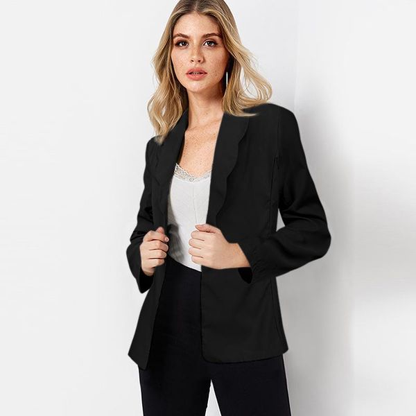 

women's jackets women 2021 autumn casual long sleeve lapel collar coats femme solid color loose beach outwears oversize, Black;brown