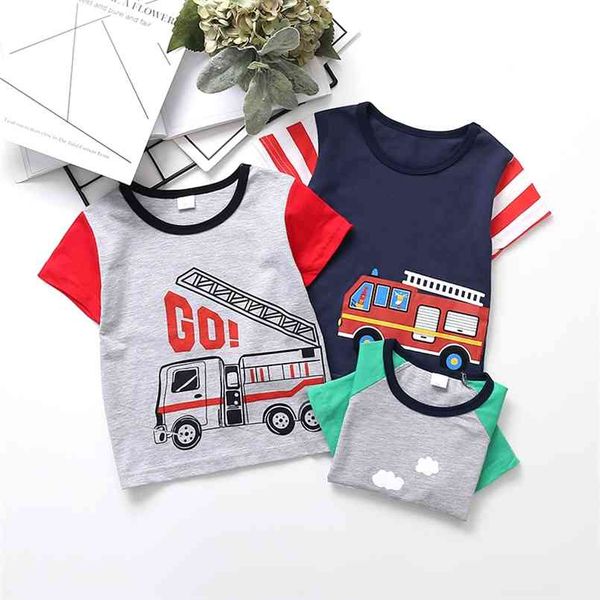 Verão Bebê / Criança Car Dos Desenhos Animados Imprimir Tee Kids Tops Tops de Manga Curta T-shirt Roupas 210528