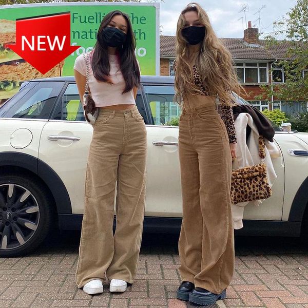 

women's pants & capris retro super light core velvet slacks, brown wide leg pants, street style comfortable jeans europe and the united, Black;white