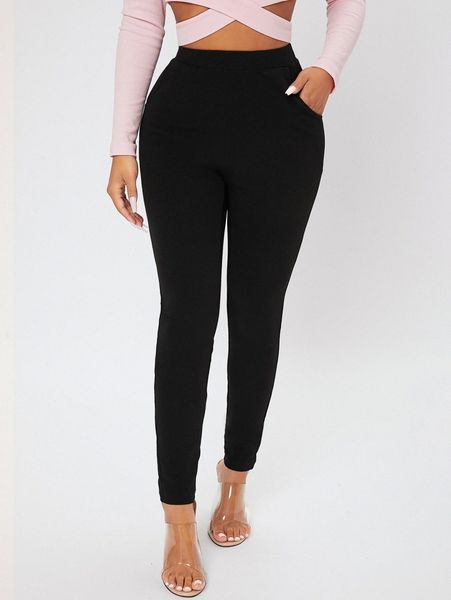 

petite slant pocket skinny pants x0qw#, Black;white