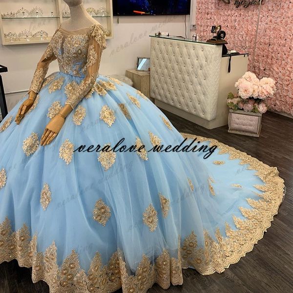 

ball gown quinceanera dresses 2021 gold appliques beads sweet 16 dress party wear princess gowns xv aÃ±os vestidos de 15 aÃ±os, Blue;red