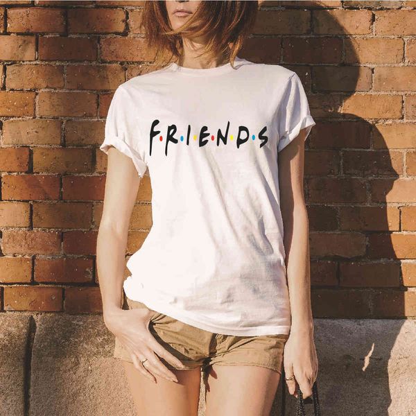 

large size t-shirt harajuku letter printing summer fashion casual tees for women friends tv show shirt gift t, White