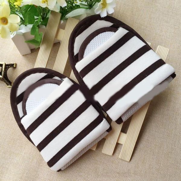 

slippers flats shoes woman casual bedroom home portable folding beach sandals flip flops striped women indoor travel, Black