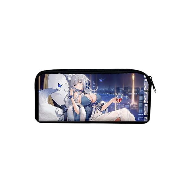 

wallets azur lane student large capacity zipper pen bag, Red;black