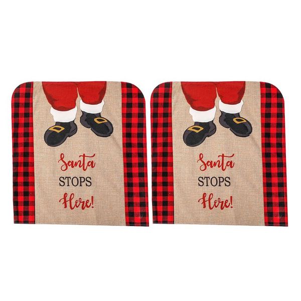 

chair covers 2pcs christmas back cover printed seat xmas santa clause slipcover