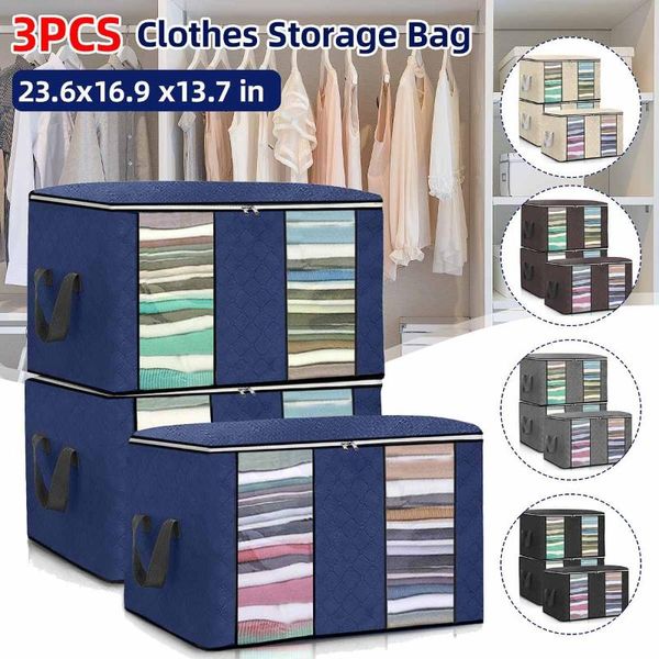 

storage bags foldable bag clothes organizer waterproof oxford clear window clothing wardrobe home non-woven box