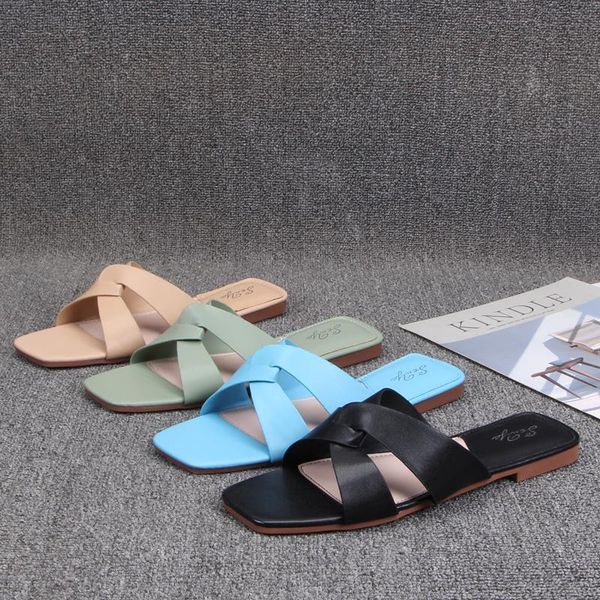 

slippers shoes soft big size slides beige heeled sandals cross-tied square toe rubber flip flops comfort black flat hawaiian rom