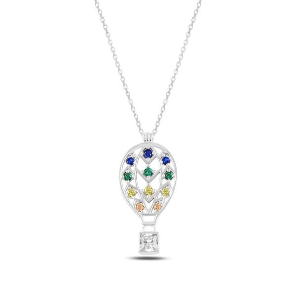 

chains silver 925 sterling air balloon colorful zircon stone necklace
