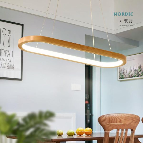 

pendant lamps nordic style solid wood dining room chandelier simple led personality creative bar counter study long strip