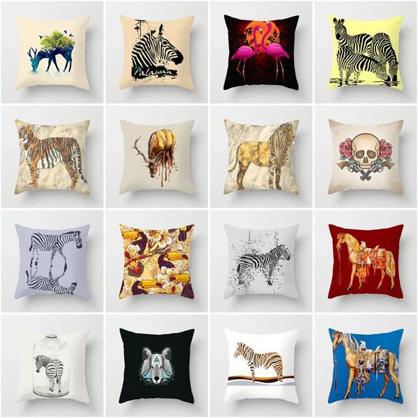 

explosion models household items polyester pillowcase sofa pillow cushion cover animal tiger zebra elephant car office lumbar cushion/decora