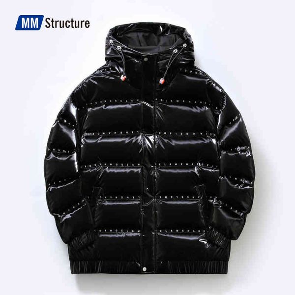 

harajuku down men winter thicken parka casual fashion outerwear japan style high-quality male thick puffer et hip hop, Black;white
