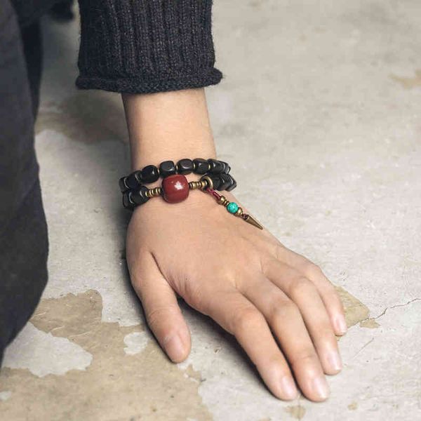 

curved tail flower geometric square ebony bracelet female personality characteristics neutral accessories national fashion jewelry, Golden;silver