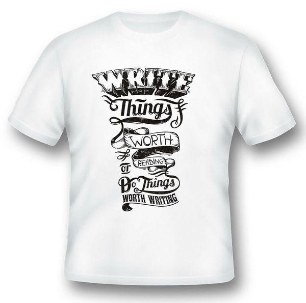 

write things worth reading black or white tee, White;black
