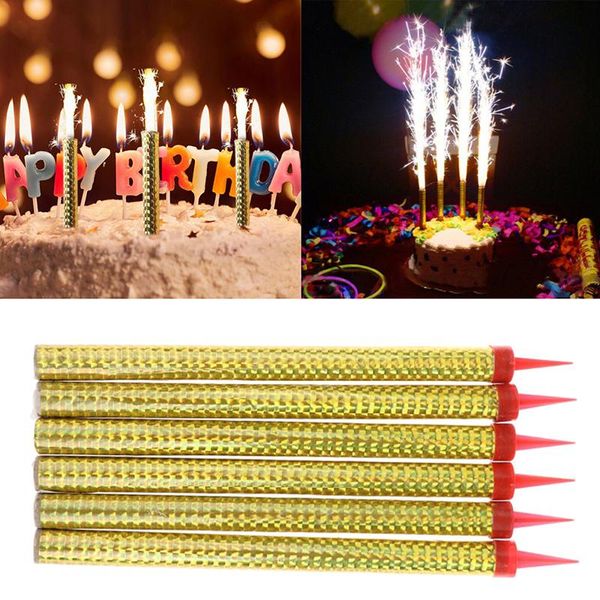 

6pcs 20/30cm straight barrel gold champagne fireworks magic wand burning candle candles