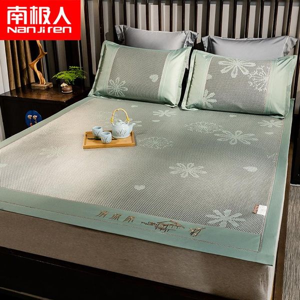 

blankets rattan mat ice silk three-piece set of summer sleeping 1.8m bed double foldable 1.5 m 2.0 grass blanket
