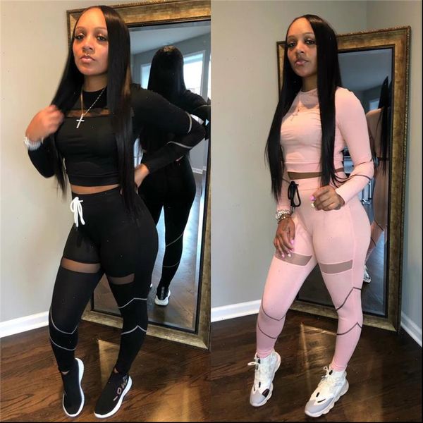 

clothes outfit solid color womens tracksuits long sleeve round collar pants 2pcs set for sport daily plus size, Gray