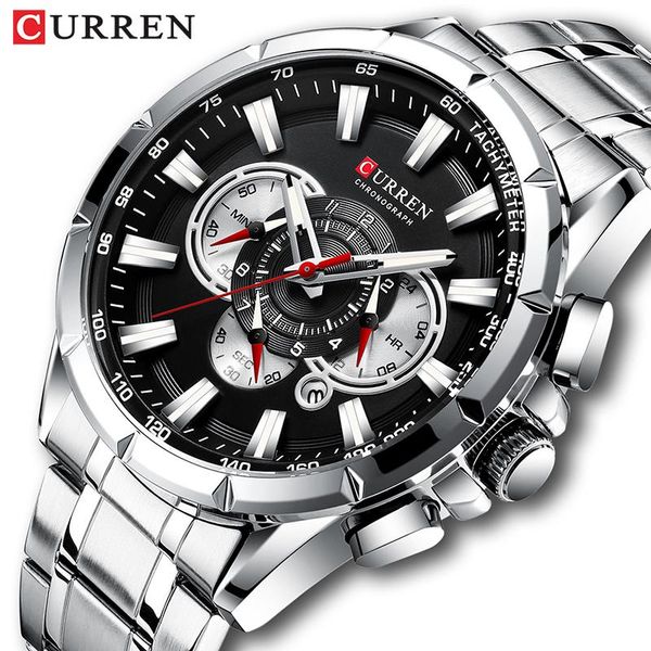 

wristwatches curren chronograph quartz watch for men sports mens watches military male wrist clock relogio masculino, Slivery;brown