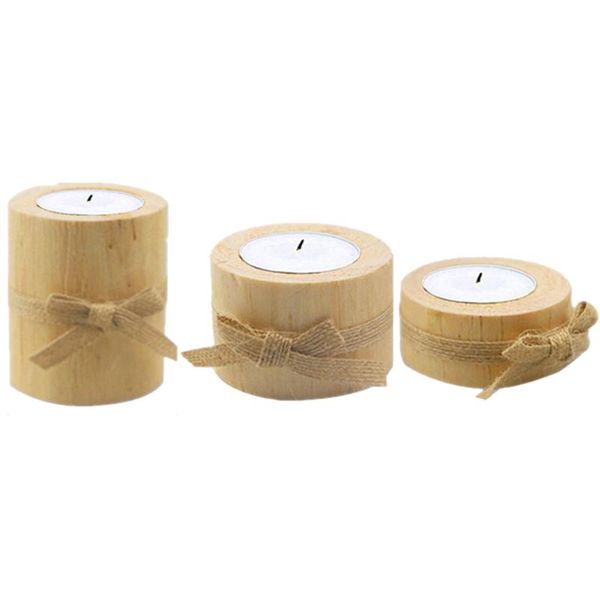 

candles 3pcs pine wood round candle holders home table decoration handmade holder crafts candlestick candelabros intensely
