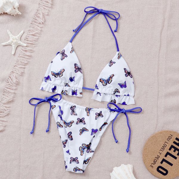 

21 bikini butterfly cute print split bikini swimsuit women, Red;black