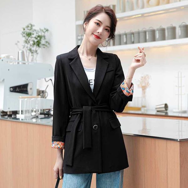 

temperament office jacket feminine solid color slim single-breasted women's blazer spring and autumn clothes 210527, White;black