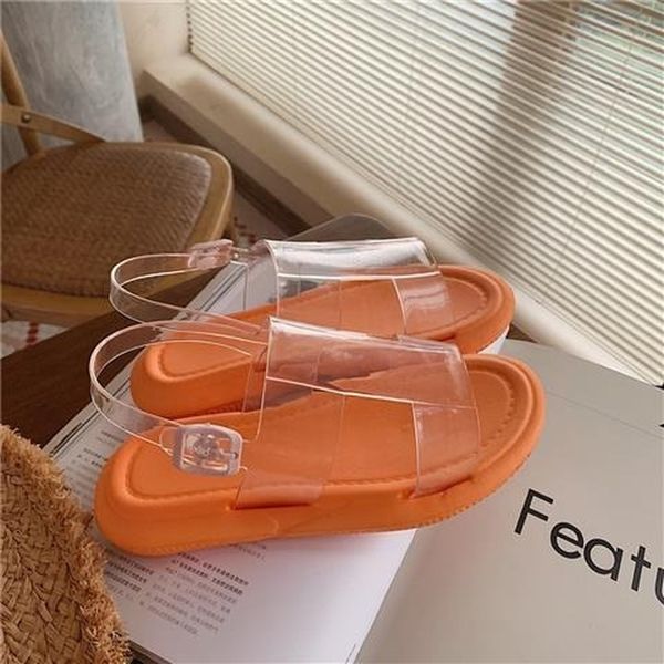 

platform sandals women jelly sandals summer 2021 women's shoes transparent shoes casual women roman sandals slippers kawaii shoe y0305, Black