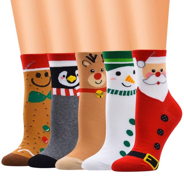 

socks & hosiery 1# women xmas comfortable casual christmas cotton pattern tube pile elk snow print year gifts, Black;white