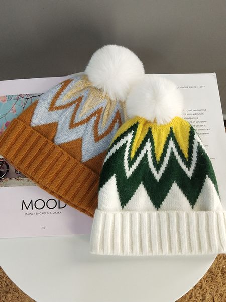 

wool hat women's fashion versatile warm knitted children's autumn and winter designer ear cover cap, Yellow