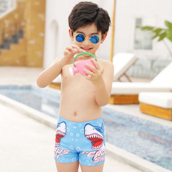 

children's swimsuit boys' swimsuit cartoon shark high waisted, Blue