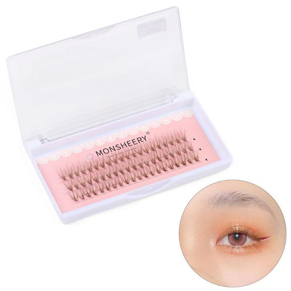 

false eyelashes single cluster of fake caramel color eyelash grafting eye makeup tool thickening supplies