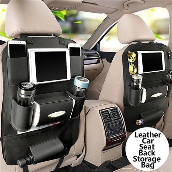 

car organizer fiber leather storage bag seat back foldable dining table tray travel