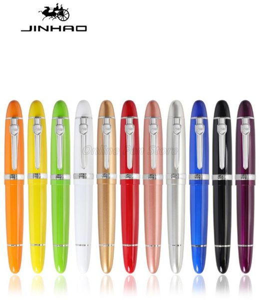 

ballpoint pens jinhao 159 big size metal roller ball pen silver trim refillable professional office stationery writing accessory, Blue;orange
