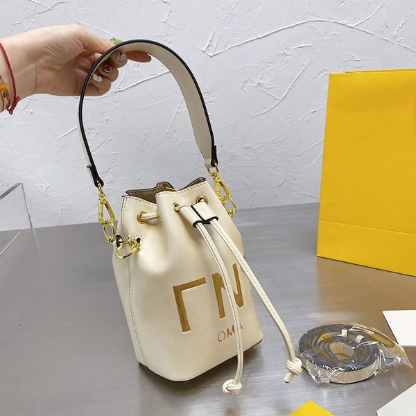 

2021 women's bag small letter bucket bag drawstring mouth single shoulder messenger simple texture luxuryss designerss yw