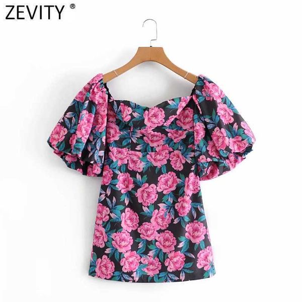 

zevity women off shoulder flower print mini dress female pleated lantern sleeve back elastic casual slim vestido ds4797 210603, Black;gray