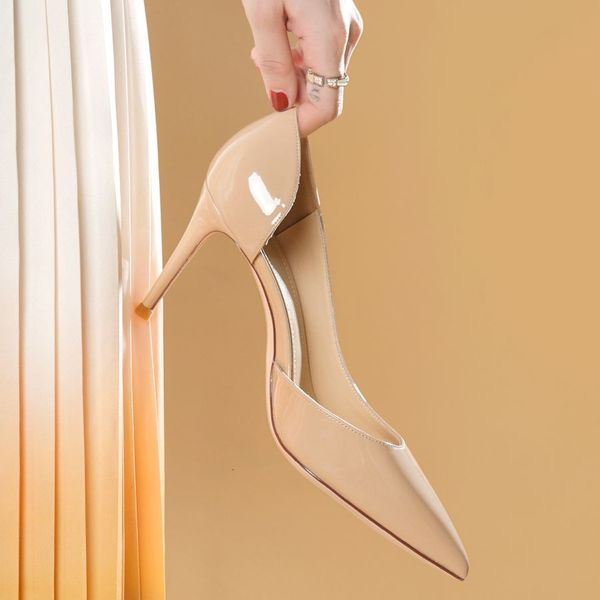 

dress shoes couro genuÃ­no dedo do pÃ© apontado mulher sapatos salto alto clÃ¡ssicos bombas preto branco stiletto festa casamento m8if, Black
