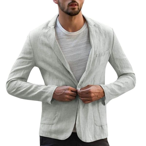 

men's suits & blazers jaycosin men blazer 2021 fashion slim thin fit linen blend pocket long sleeve jacket outwear masculino 9719, White;black