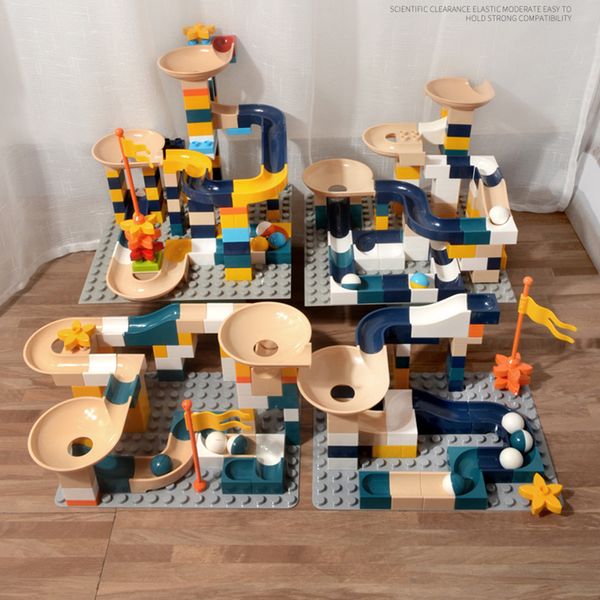 

144 pcs marble race run maze ball track big size building blocks funnel slide assemble bricks toys for children girls