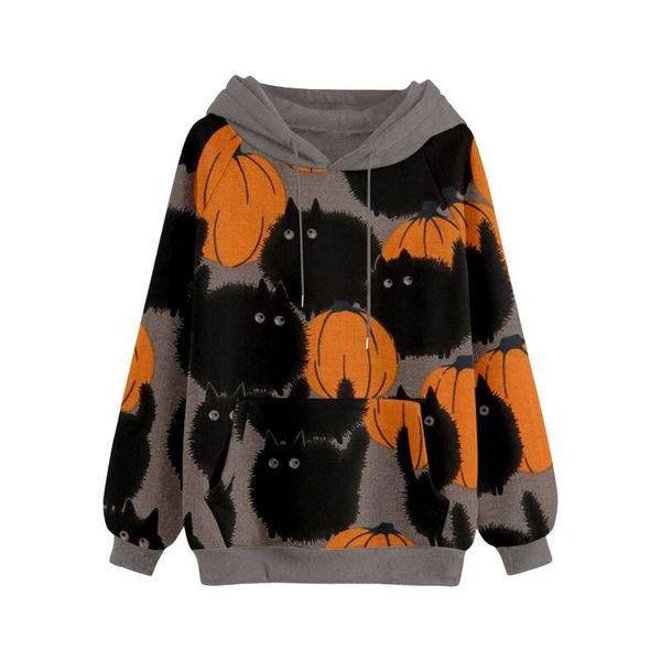 

women's hoodies & sweatshirts harajuku hoodie women print long sleeve halloween pullovers drawstring with pocket costume polerones muje, Black