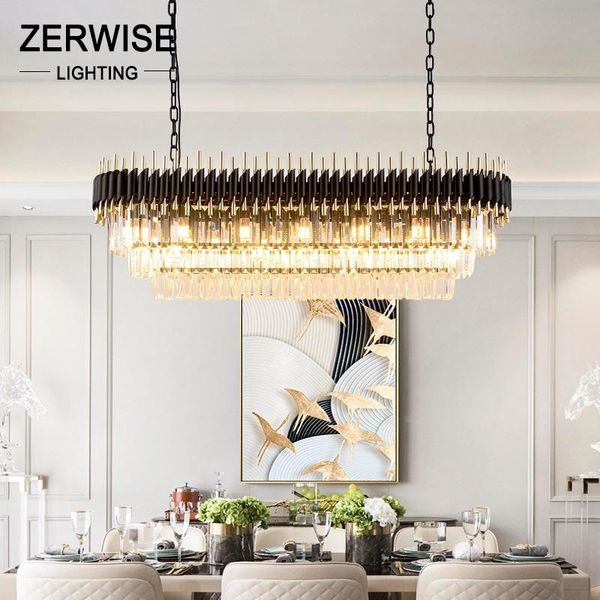 

pendant lamps art deco black golden stainless steel crystal chandelier hanging lamp lighting lustre fixture for foyer