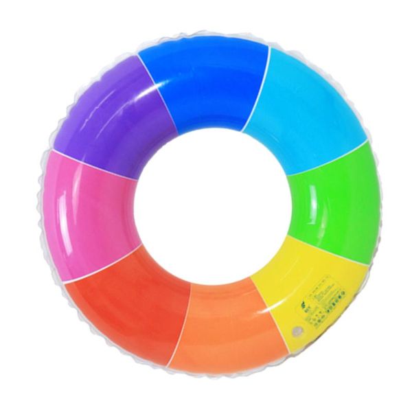 

thicken rainbow design inflatable swimming ring safety aid float seat sports accessory for adults children (80cm, life vest & buoy