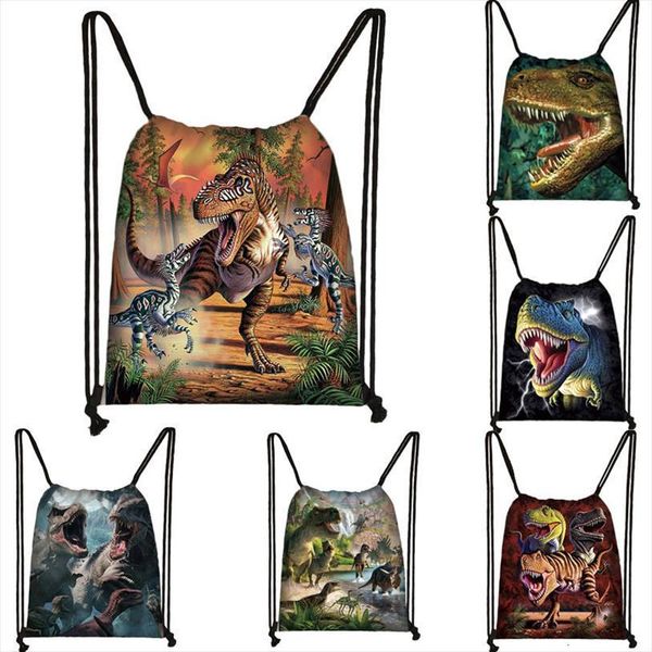 

ancient reptiles animal dinosaur print drawstring bag women men travle bags teenager boys girls backpack party canvas book