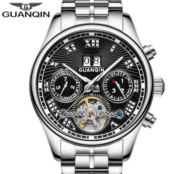 

2021 guanqin gj16042 luxury mark men automatic mechanical watches fashion classic sapphire light and watertight, Slivery;brown