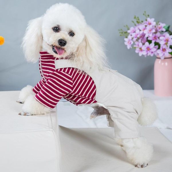 

dog apparel clothes pet colorful stripes coat thickened four legged sweater winter autumn soft small medium puppy cotton-padded