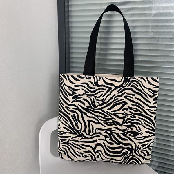 

evening bags women fashion shoulder underarm bag retro canvas zebra printing large handbag tote ladies clutch purse for travel shopping