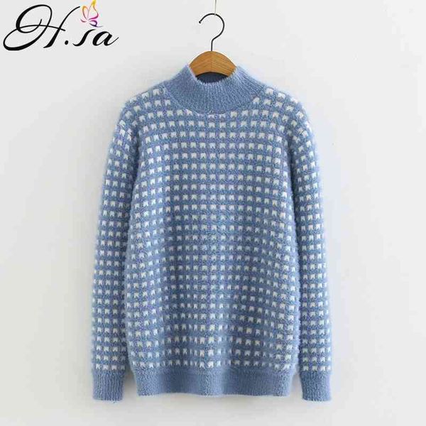 

h.sa pullovers and sweaters women dots mohair soft warm pink jumpers long sleeve blusa de frio feminina pull suter 210417, White;black