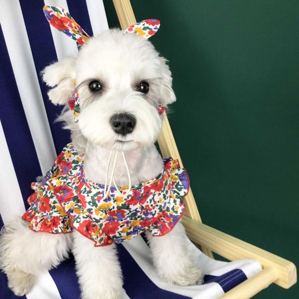 

dog apparel summer pet cool clothes with lovely small floral prints for dogs pets clothing poodle chihuahua cute cotton dress