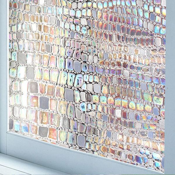 

window stickers self-adhesive static anti uv glass tint film 3d decorative privacy rainbow effect stained sticker